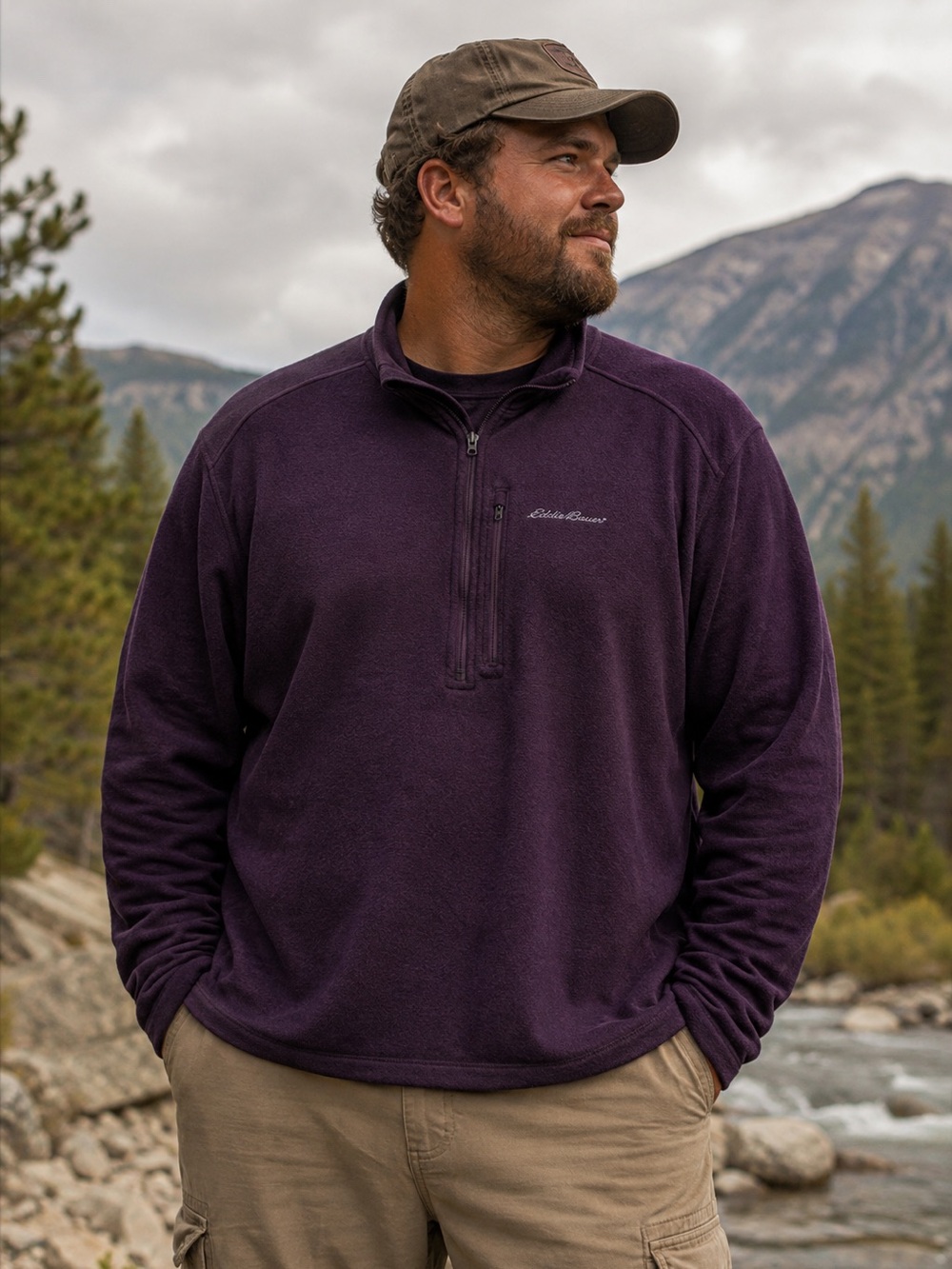 Eddie Bauer Outdoors Hiking Radiator Fleece Quarter Zip Sweater Size XXL